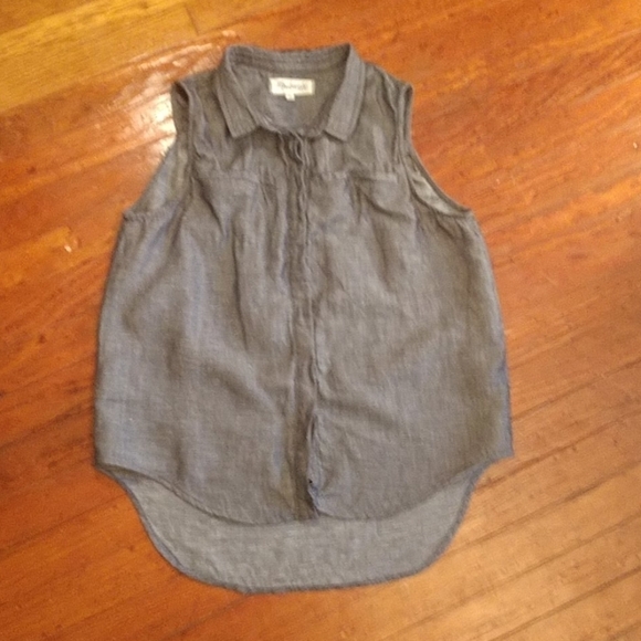 Madewell Chambray Sleeveless Top Size M - Picture 1 of 8